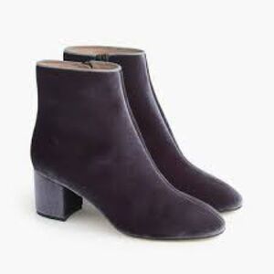 J.Crew Grey Velvet Hadley Boots Bootie Women’s Size 6 Side Zip